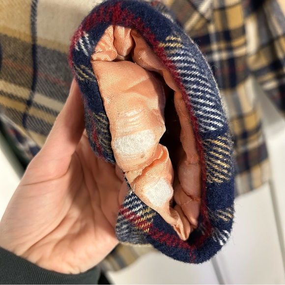 Cream & Navy plaid vintage wool jacket - Picture 4 of 5